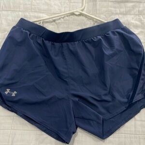 Large blue/grey underamour shorts with built in underwear.